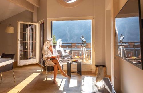 Saas-Balen Ski Chalet | Waldhotel Fletschhorn Private Whole Hotel in Saas-Fee 360 Alpine Views & Sauna