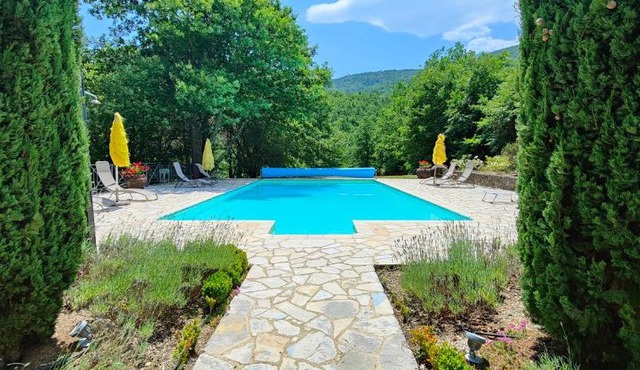 Private villa with extensive gardens and pool