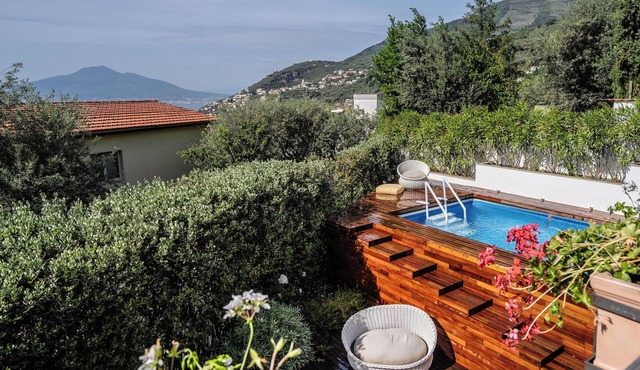Villa Antonella - swimming pool, jacuzzi, sea and Vesuvius view