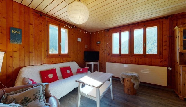 Warm family apartment in Evolène, nice outdoor space, view on the mountains