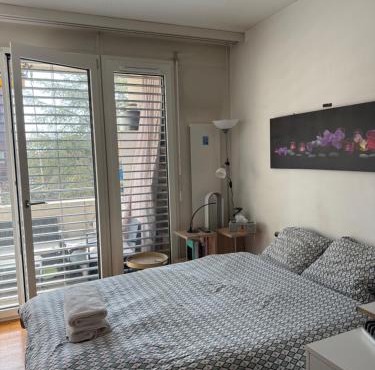 Double room and private bath in a shared flat, quiet, close to the UN and airport